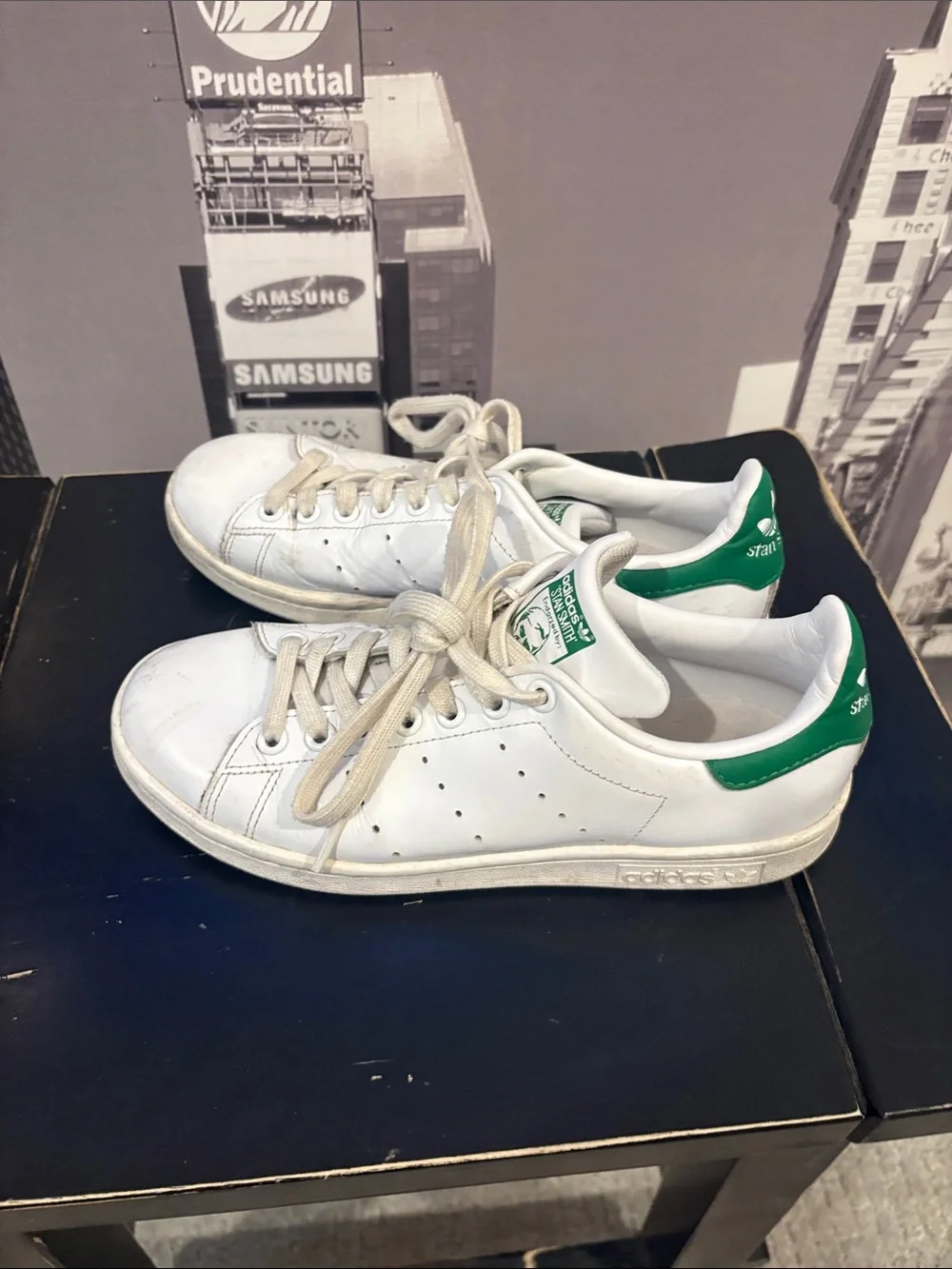 adidas Kids White Sneakers with Green Heel Tab